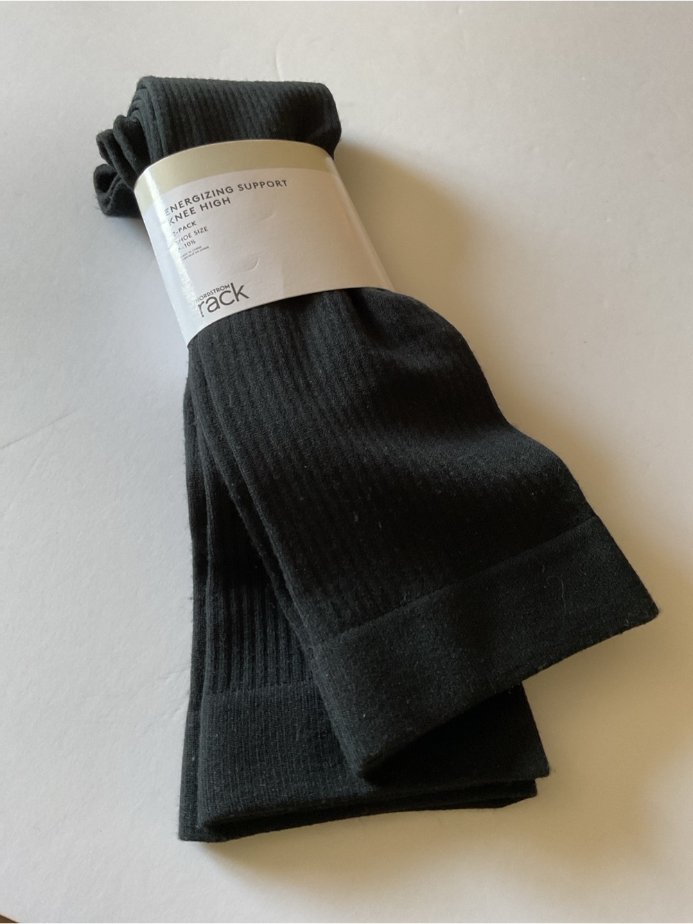 NORDSTROM RACK 2 PAIR PACK ENERGIZING SUPPORT KNEE HIGH SOCKS BLACK OS NWT